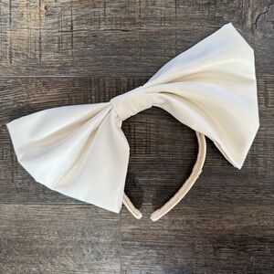 Vintage Ivory Silk Bow Headband Hair Piece